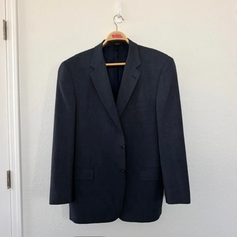 Joseph Abboud Sport Coat Men 44R Blue-Gray Worsted Wool Modern Business Travel